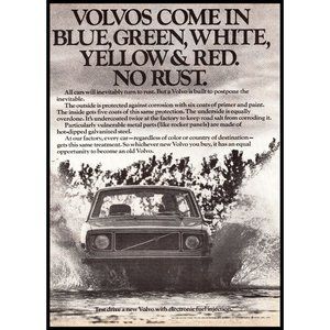 1971 Volvo Sedan Vintage Print Ad Water Puddle Splash Wall Art Photo